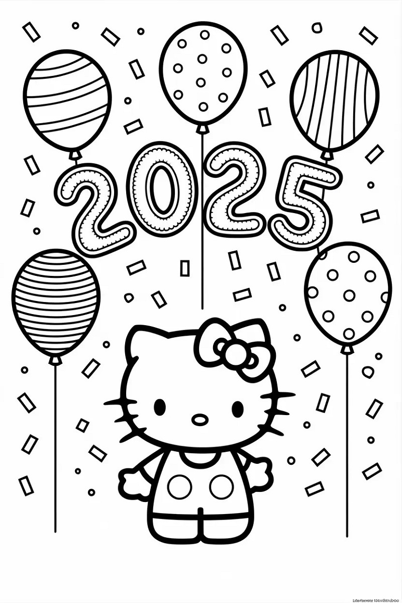 Hình Hello Kitty với năm 2025