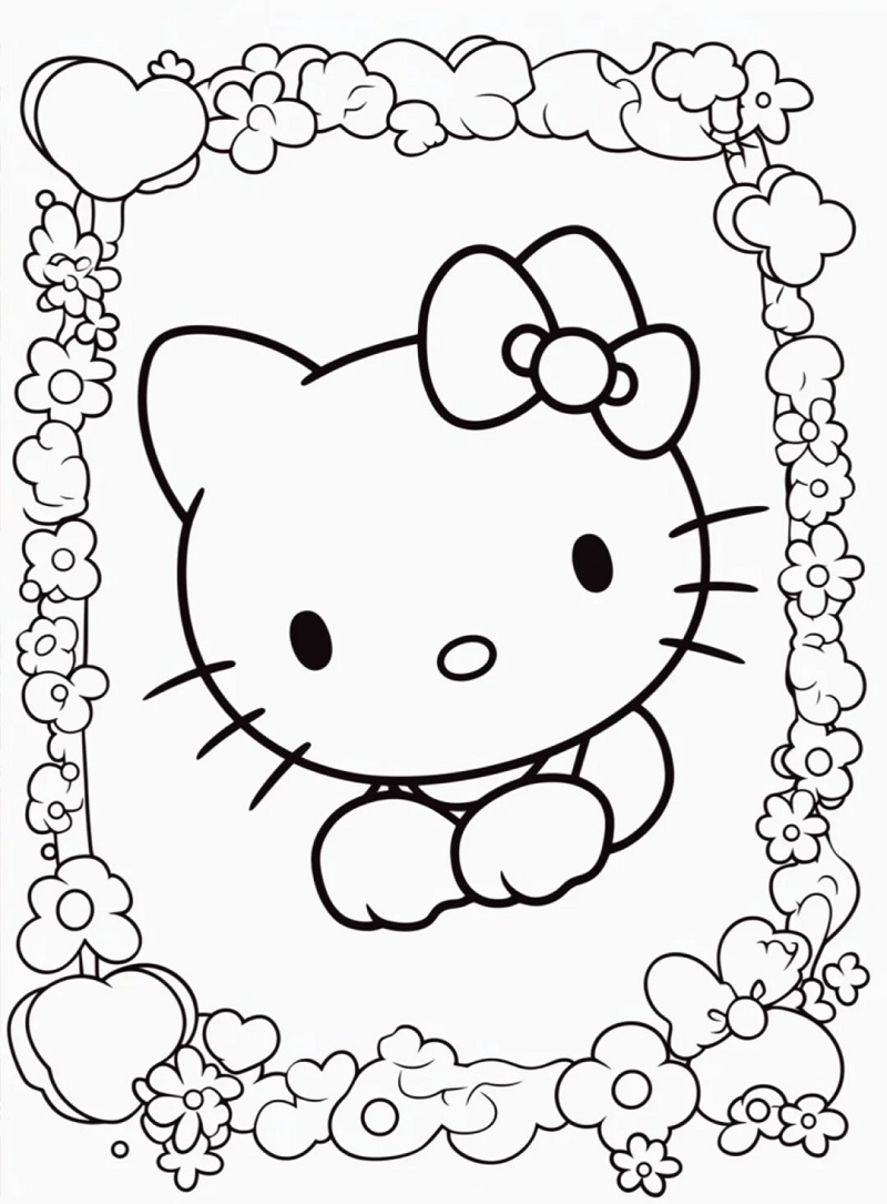 Hình Hello Kitty với chiếc  khung ảnh