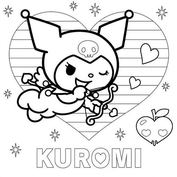 Hình vẽ Kuromi hạnh phúc chờ bé tô màu
