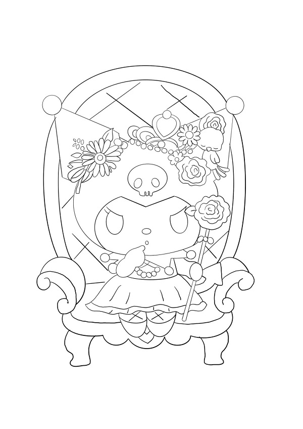 Tranh tô màu Kuromi mặc váy công chúa