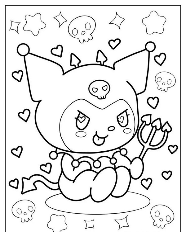 Bức tranh Kuromi cute chờ bé tô màu