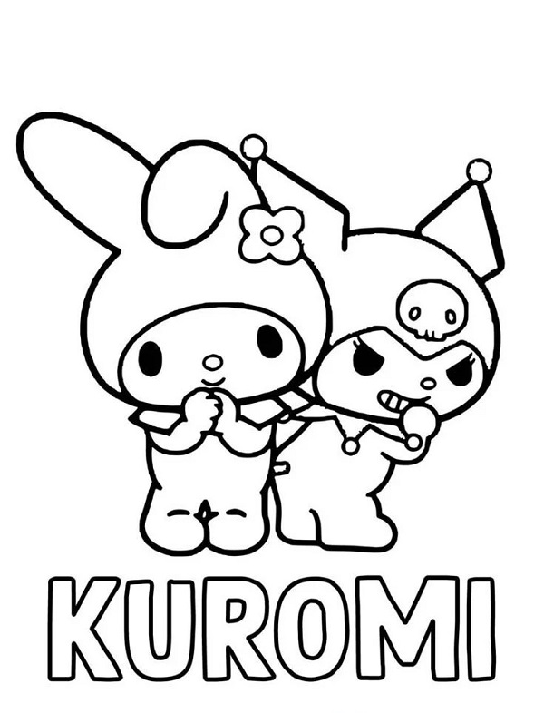Tranh tô màu Kuromi với biểu cảm hài hước