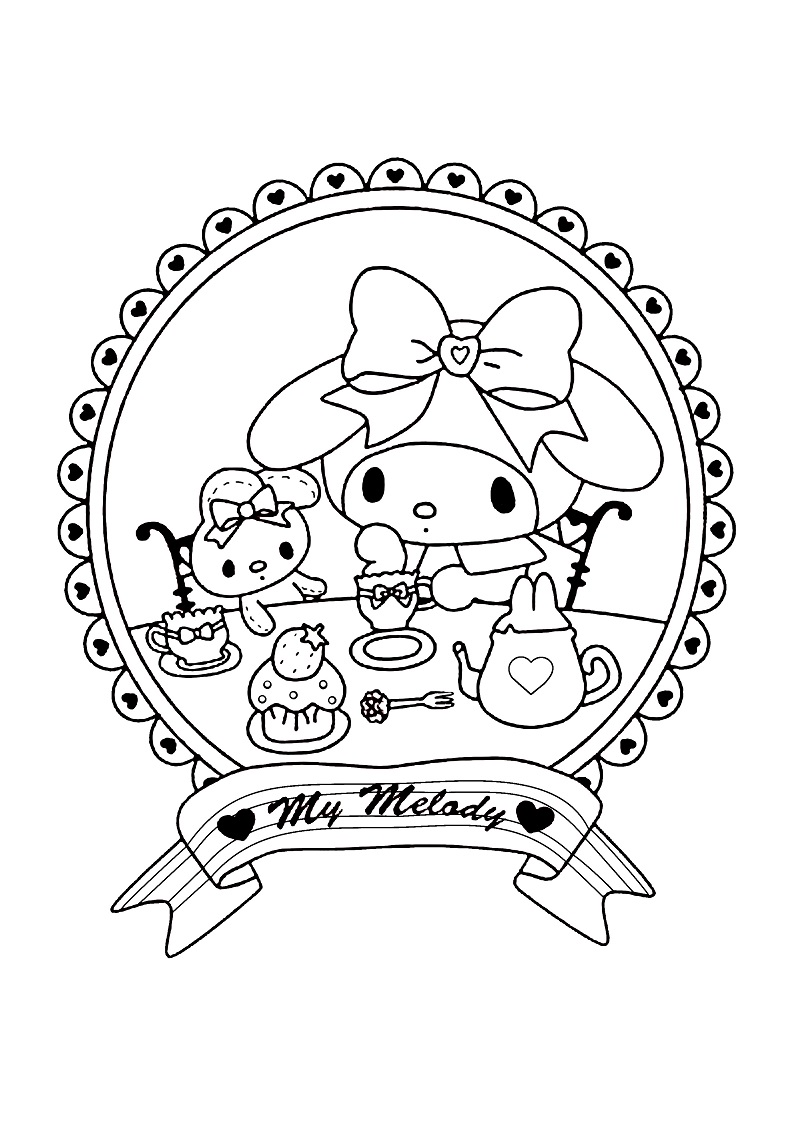 Tranh tô màu Melody đang chơi đồ chơi với bạn