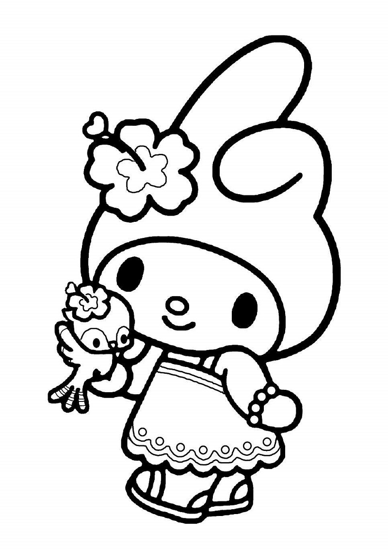 Tranh tô màu Melody với chú chim dễ thương