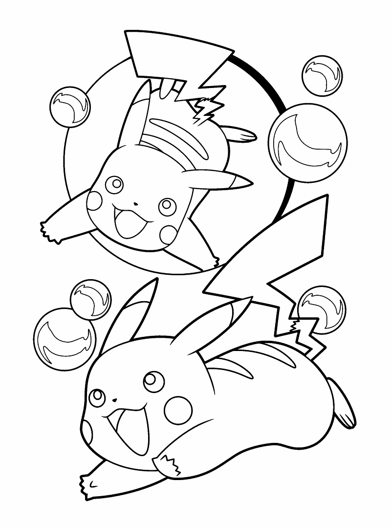 tranh tô màu pokemon​ đang chơi đùa