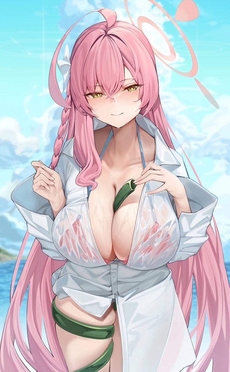 Waifu anime tóc hồng cực xinh, ngực siêu bự