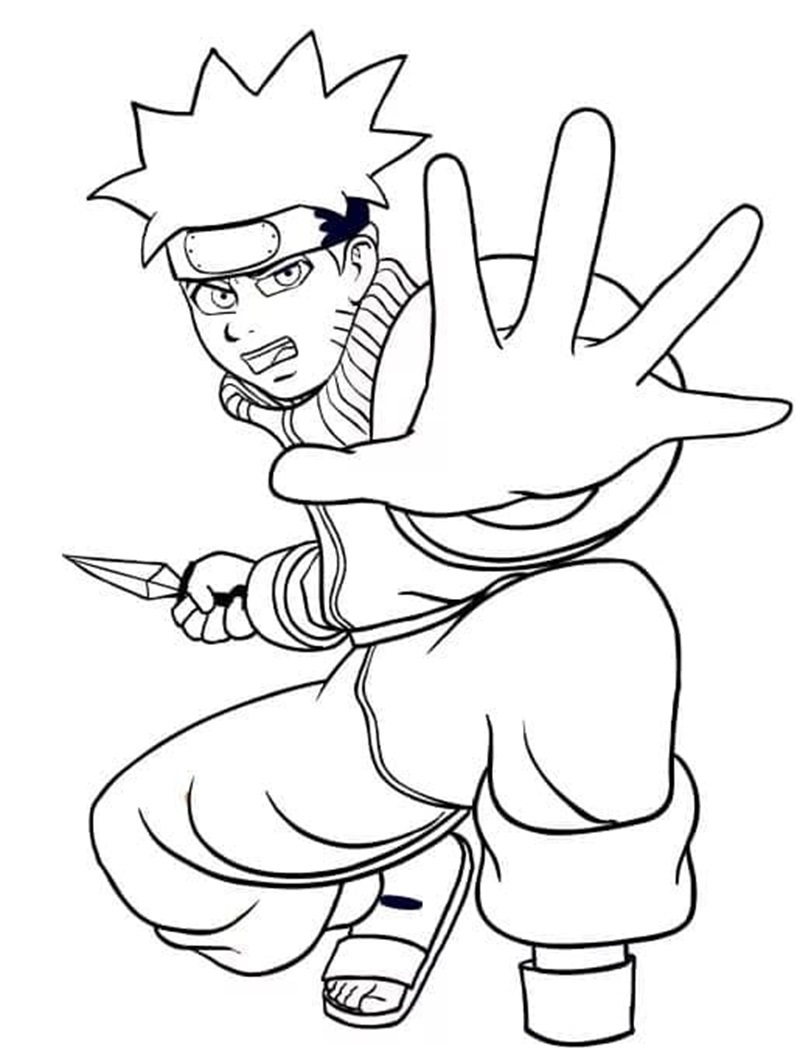 Tranh vẽ Naruto cùng đồng đội chiến đấu
