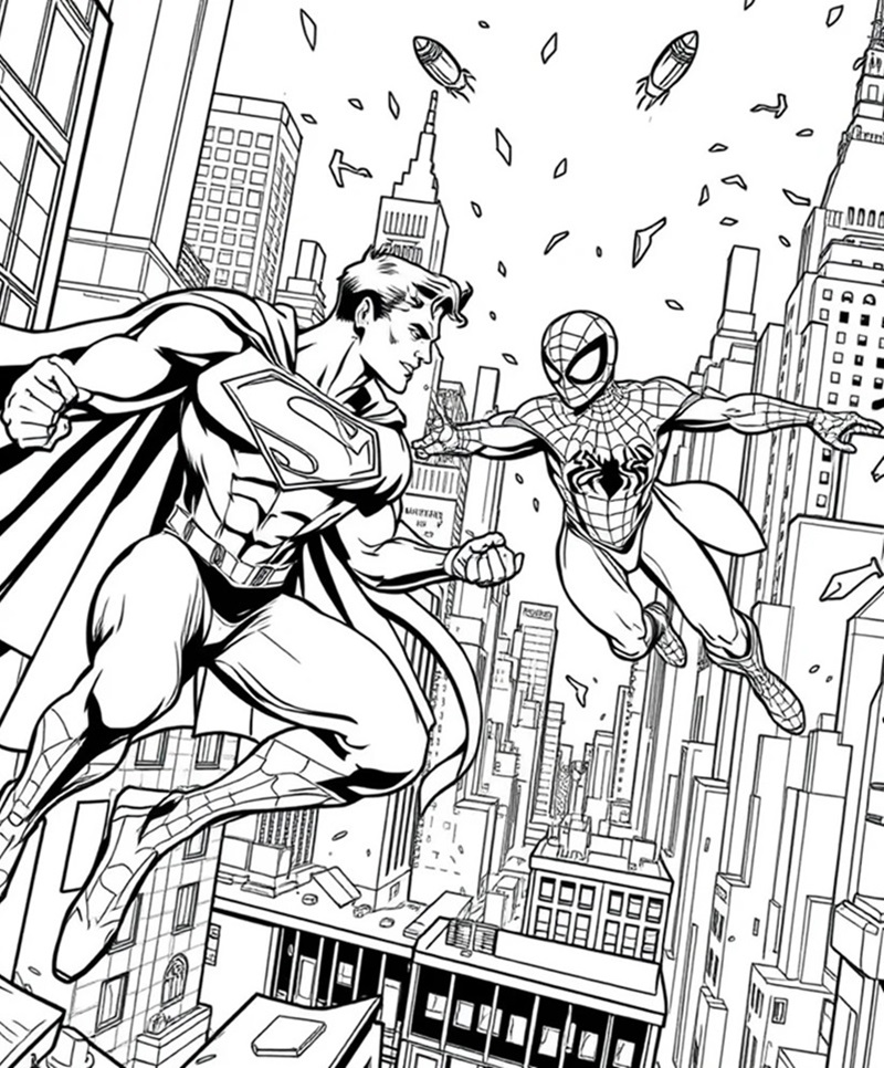 Hình tô màu Spider-Man chạy tốc độ